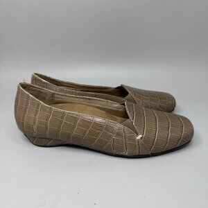 Vionic Womens Shoes Size 8.5 Dolores Taupe Croco Leather Loafer  Orthaheel
